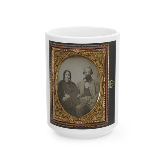 Unidentified Soldier In Confederate Uniform And His Wife, Sarah A. Dasher (U.S. Civil War) White Coffee Mug-15oz-The Sticker Space