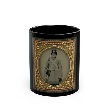 Unidentified Soldier In Confederate Uniform And Kepi With Musket (U.S. Civil War) Black Coffee Mug-11oz-The Sticker Space