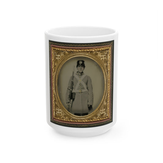 Unidentified Soldier In Confederate Uniform And Kepi With Musket (U.S. Civil War) White Coffee Mug-15oz-The Sticker Space