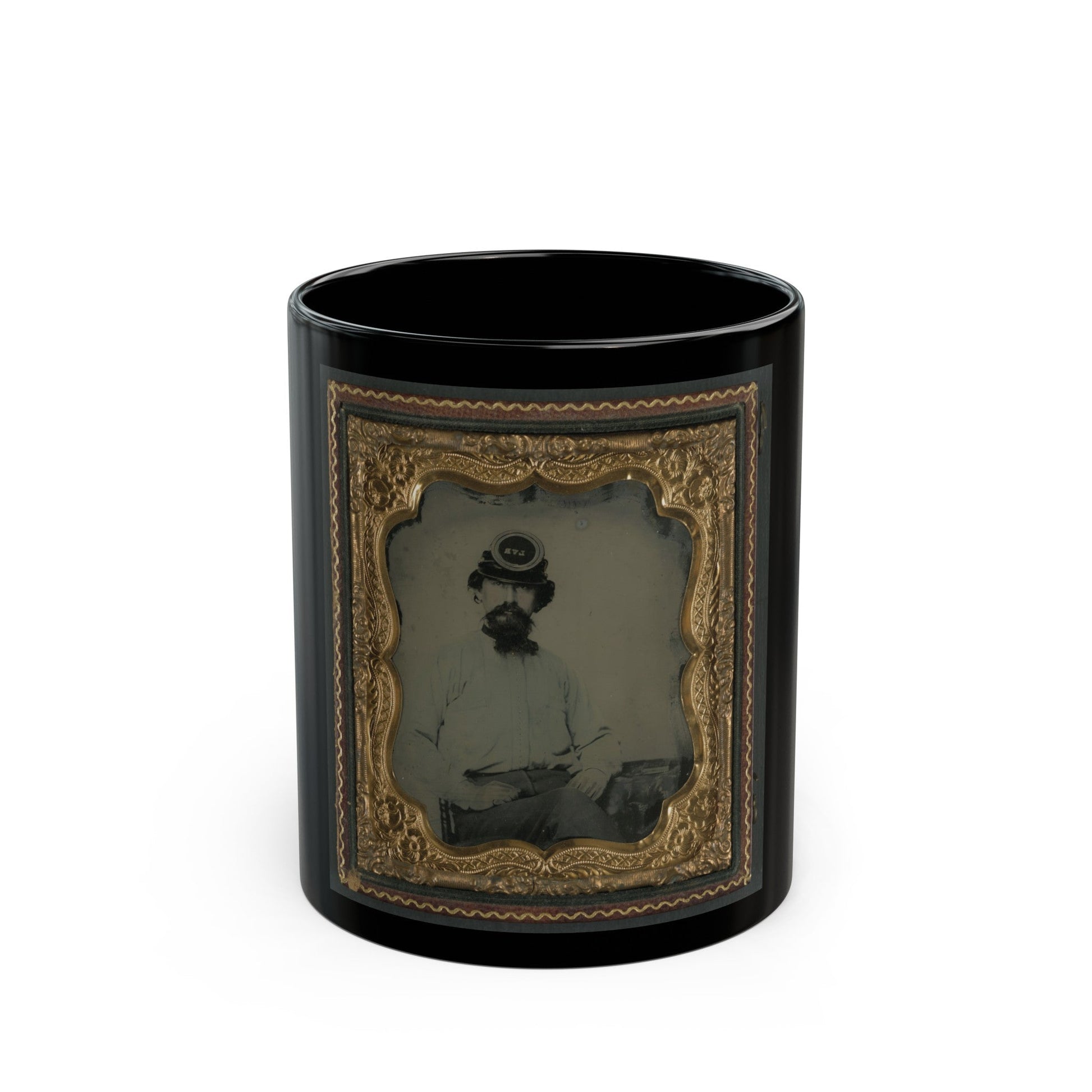 Unidentified Soldier In Confederate Uniform And Lvr Kepi (U.S. Civil War) Black Coffee Mug-11oz-The Sticker Space