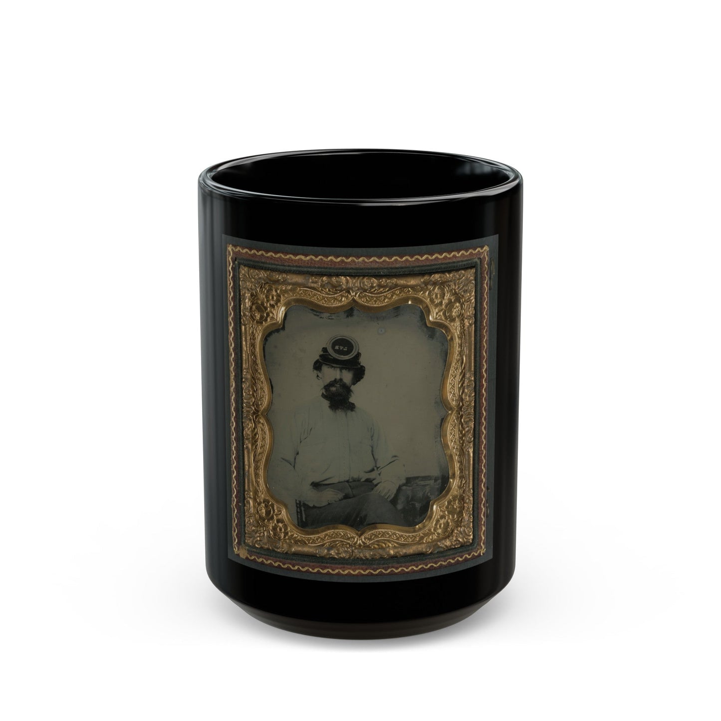 Unidentified Soldier In Confederate Uniform And Lvr Kepi (U.S. Civil War) Black Coffee Mug-15oz-The Sticker Space