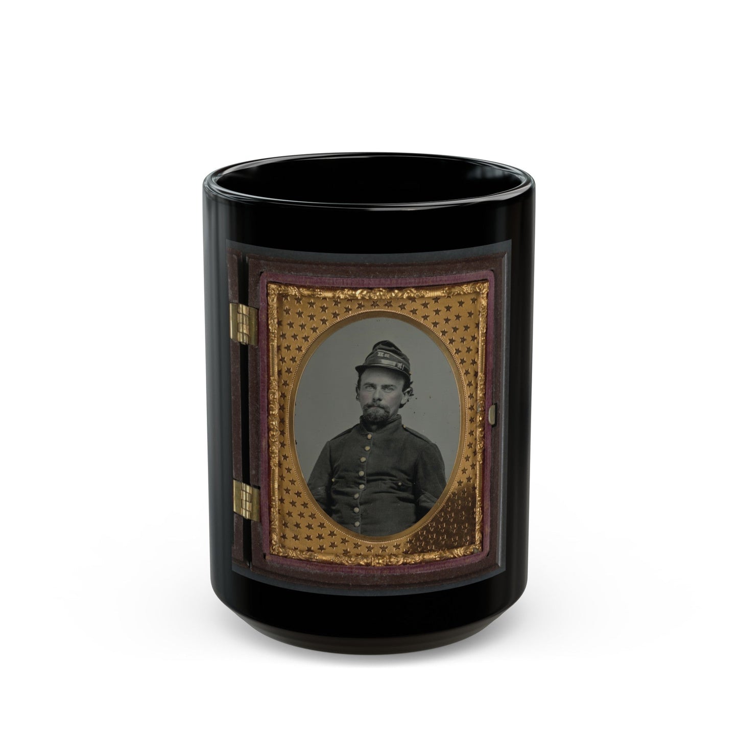 Unidentified Soldier In Confederate Uniform And Richmond Howitzers Artillery Unit Hat (U.S. Civil War) Black Coffee Mug-15oz-The Sticker Space