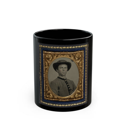 Unidentified Soldier In Confederate Uniform And Slouch Hat (U.S. Civil War) Black Coffee Mug-11oz-The Sticker Space