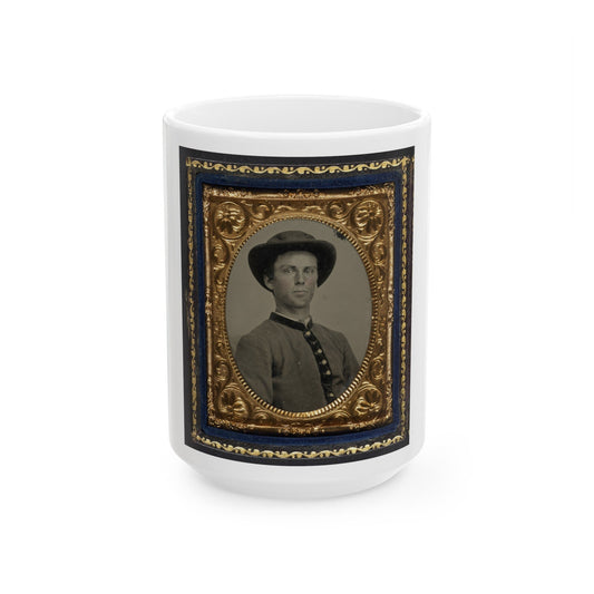 Unidentified Soldier In Confederate Uniform And Slouch Hat (U.S. Civil War) White Coffee Mug-15oz-The Sticker Space