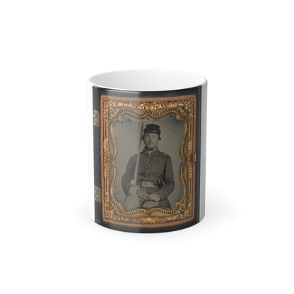 Unidentified Soldier in Confederate Uniform and Star Design Belt Buckle With Sword (U.S. Civil War) Color Morphing Mug 11oz-11oz-The Sticker Space