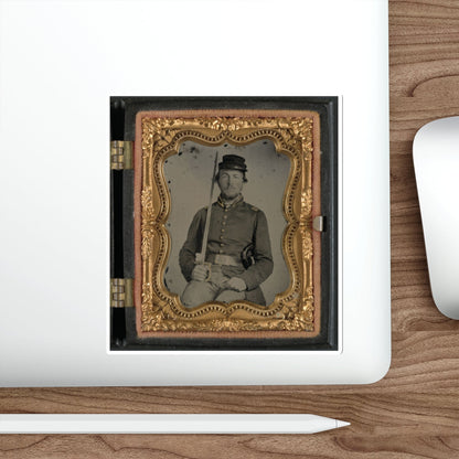 Unidentified Soldier In Confederate Uniform And Star Design Belt Buckle With Sword (U.S. Civil War) STICKER Vinyl Die-Cut Decal-The Sticker Space