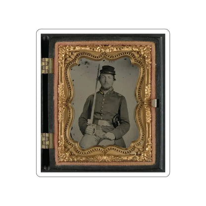 Unidentified Soldier In Confederate Uniform And Star Design Belt Buckle With Sword (U.S. Civil War) STICKER Vinyl Die-Cut Decal White Die-Cut 3 Inch - The Sticker Space