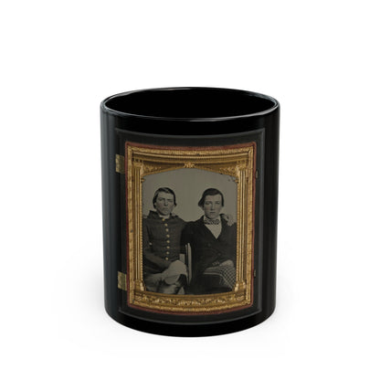 Unidentified Soldier In Confederate Uniform And Unidentified Man, Possibly Brothers (U.S. Civil War) Black Coffee Mug-11oz-The Sticker Space