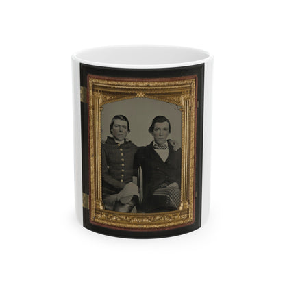 Unidentified Soldier In Confederate Uniform And Unidentified Man, Possibly Brothers (U.S. Civil War) White Coffee Mug-11oz-The Sticker Space