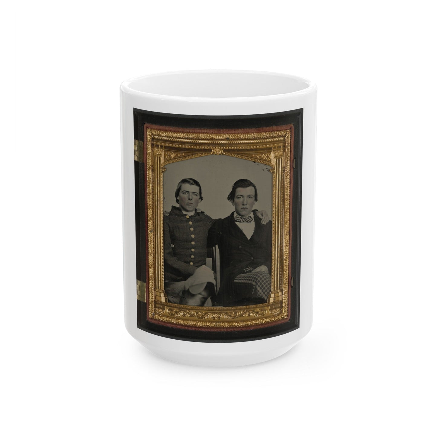 Unidentified Soldier In Confederate Uniform And Unidentified Man, Possibly Brothers (U.S. Civil War) White Coffee Mug-15oz-The Sticker Space