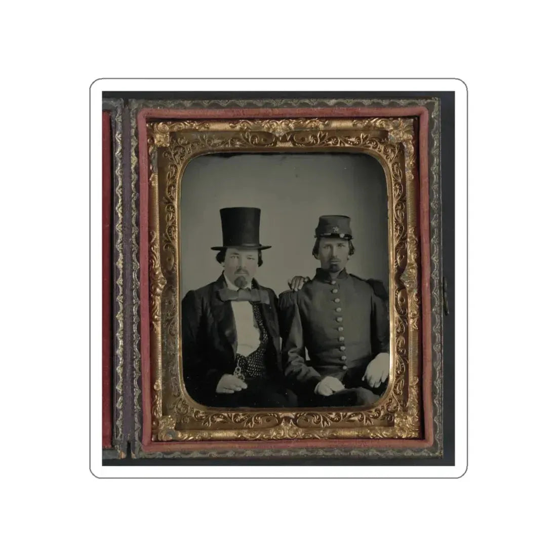 Unidentified Soldier In Confederate Uniform And Unidentified Man, Possibly The Soldier's Father (U.S. Civil War) STICKER Vinyl Die-Cut Decal - The Sticker Space
