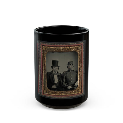 Unidentified Soldier In Confederate Uniform And Unidentified Man, Possibly The Soldier's Father (U.S. Civil War) Black Coffee Mug-15oz-The Sticker Space