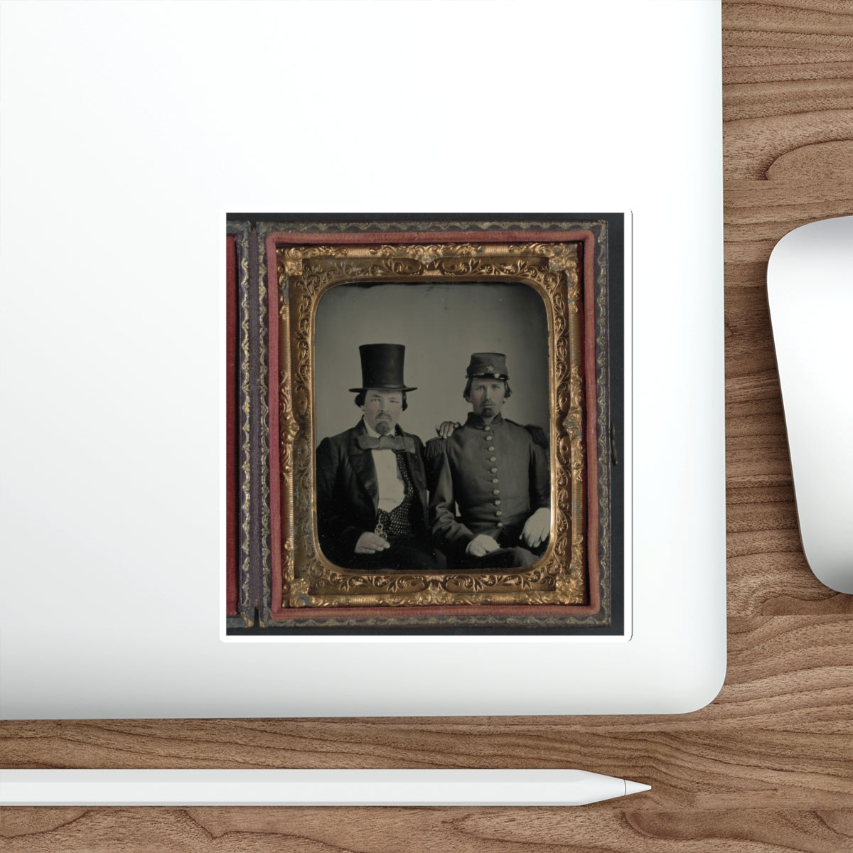 Unidentified Soldier In Confederate Uniform And Unidentified Man, Possibly The Soldier's Father (U.S. Civil War) STICKER Vinyl Die-Cut Decal-The Sticker Space