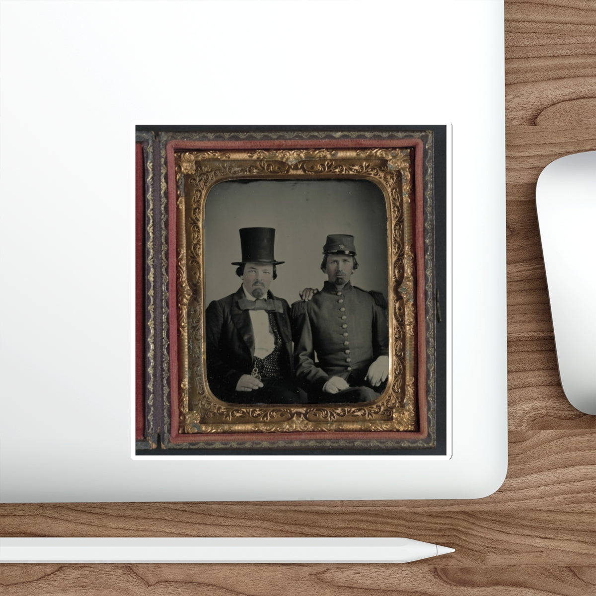 Unidentified Soldier In Confederate Uniform And Unidentified Man, Possibly The Soldier's Father (U.S. Civil War) STICKER Vinyl Die-Cut Decal-The Sticker Space