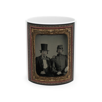 Unidentified Soldier In Confederate Uniform And Unidentified Man, Possibly The Soldier's Father (U.S. Civil War) White Coffee Mug-11oz-The Sticker Space