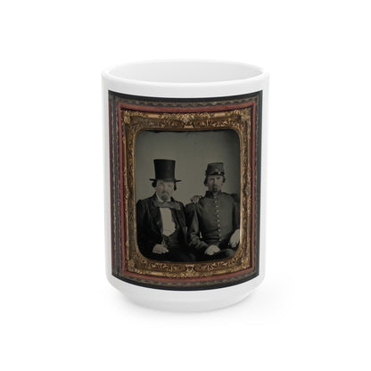 Unidentified Soldier In Confederate Uniform And Unidentified Man, Possibly The Soldier's Father (U.S. Civil War) White Coffee Mug-15oz-The Sticker Space