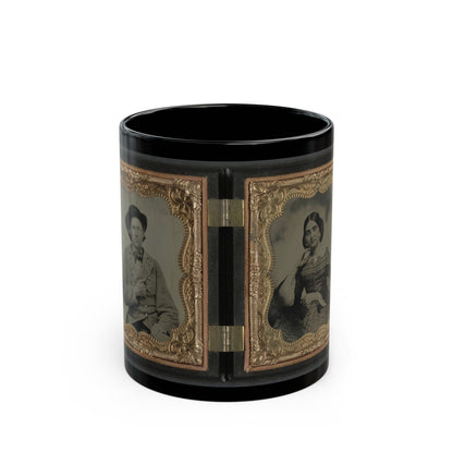 Unidentified Soldier In Confederate Uniform And Unidentified Woman (U.S. Civil War) Black Coffee Mug-11oz-The Sticker Space