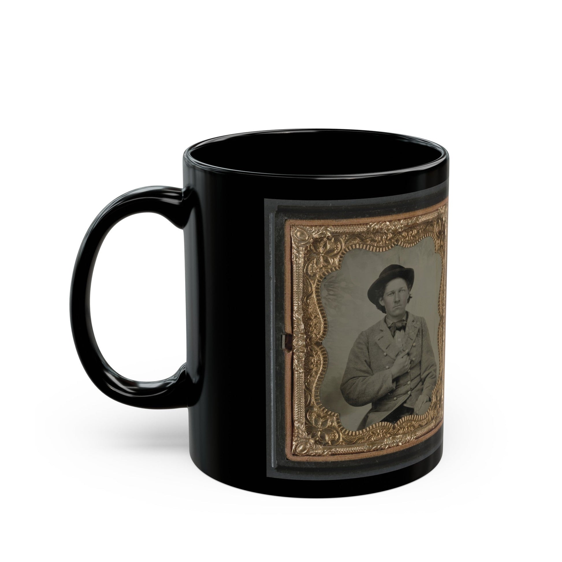 Unidentified Soldier In Confederate Uniform And Unidentified Woman (U.S. Civil War) Black Coffee Mug-The Sticker Space