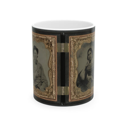 Unidentified Soldier In Confederate Uniform And Unidentified Woman (U.S. Civil War) White Coffee Mug-11oz-The Sticker Space