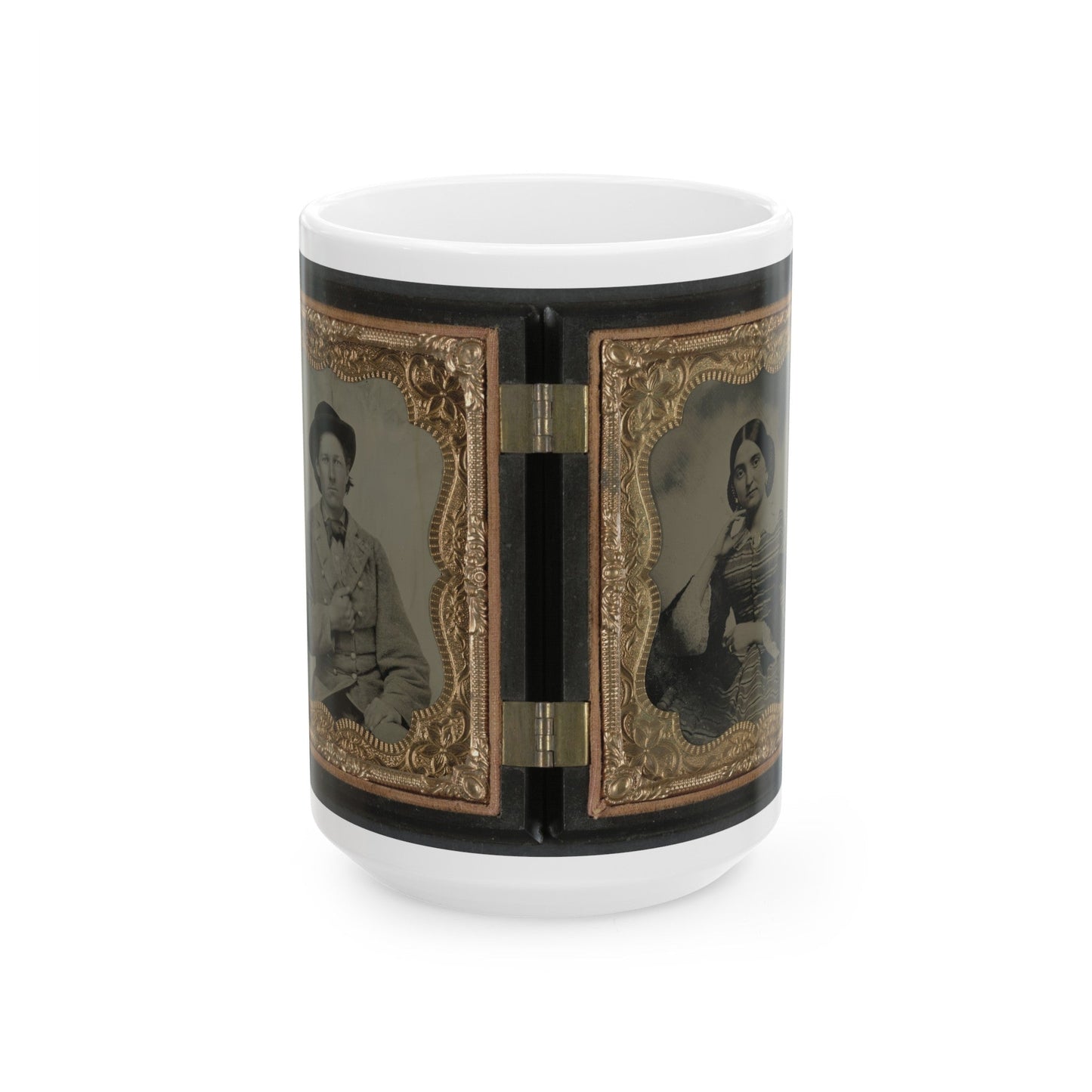 Unidentified Soldier In Confederate Uniform And Unidentified Woman (U.S. Civil War) White Coffee Mug-15oz-The Sticker Space