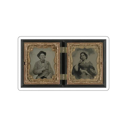 Unidentified Soldier In Confederate Uniform And Unidentified Woman (U.S. Civil War) STICKER Vinyl Die-Cut Decal White Die-Cut 4 Inch - The Sticker Space