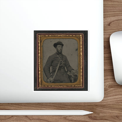 Unidentified Soldier In Confederate Uniform And Virginia Sword Belt Plate With Revolver And Cavalry Sword (U.S. Civil War) STICKER Vinyl Die-Cut Decal-The Sticker Space