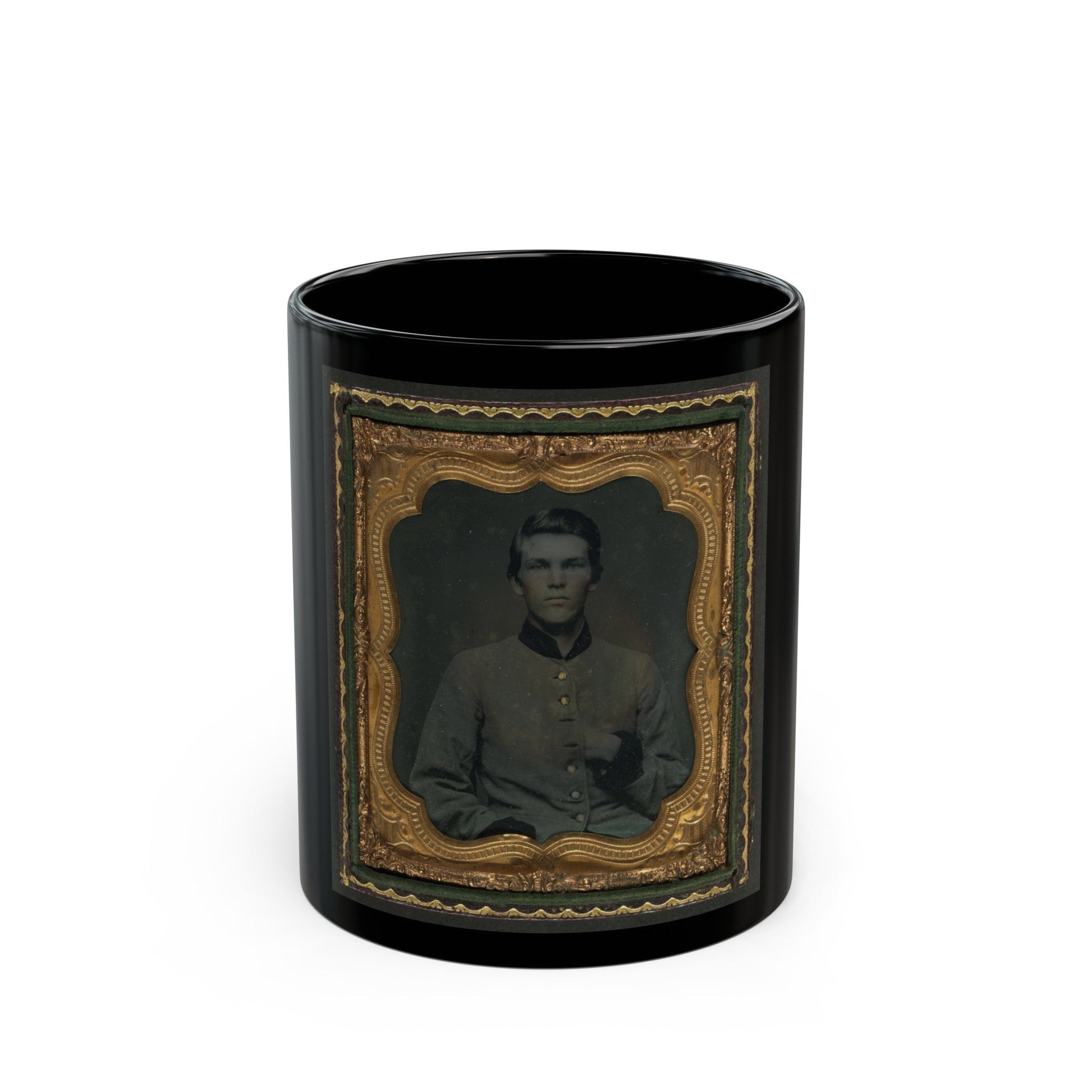 Unidentified Soldier In Confederate Uniform (U.S. Civil War) Black Coffee Mug-11oz-The Sticker Space