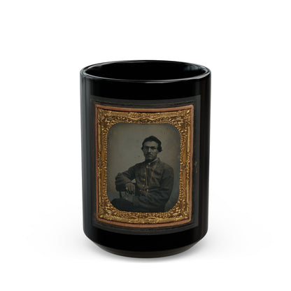 Unidentified Soldier In Confederate Uniform Wearing Chain (U.S. Civil War) Black Coffee Mug-15oz-The Sticker Space