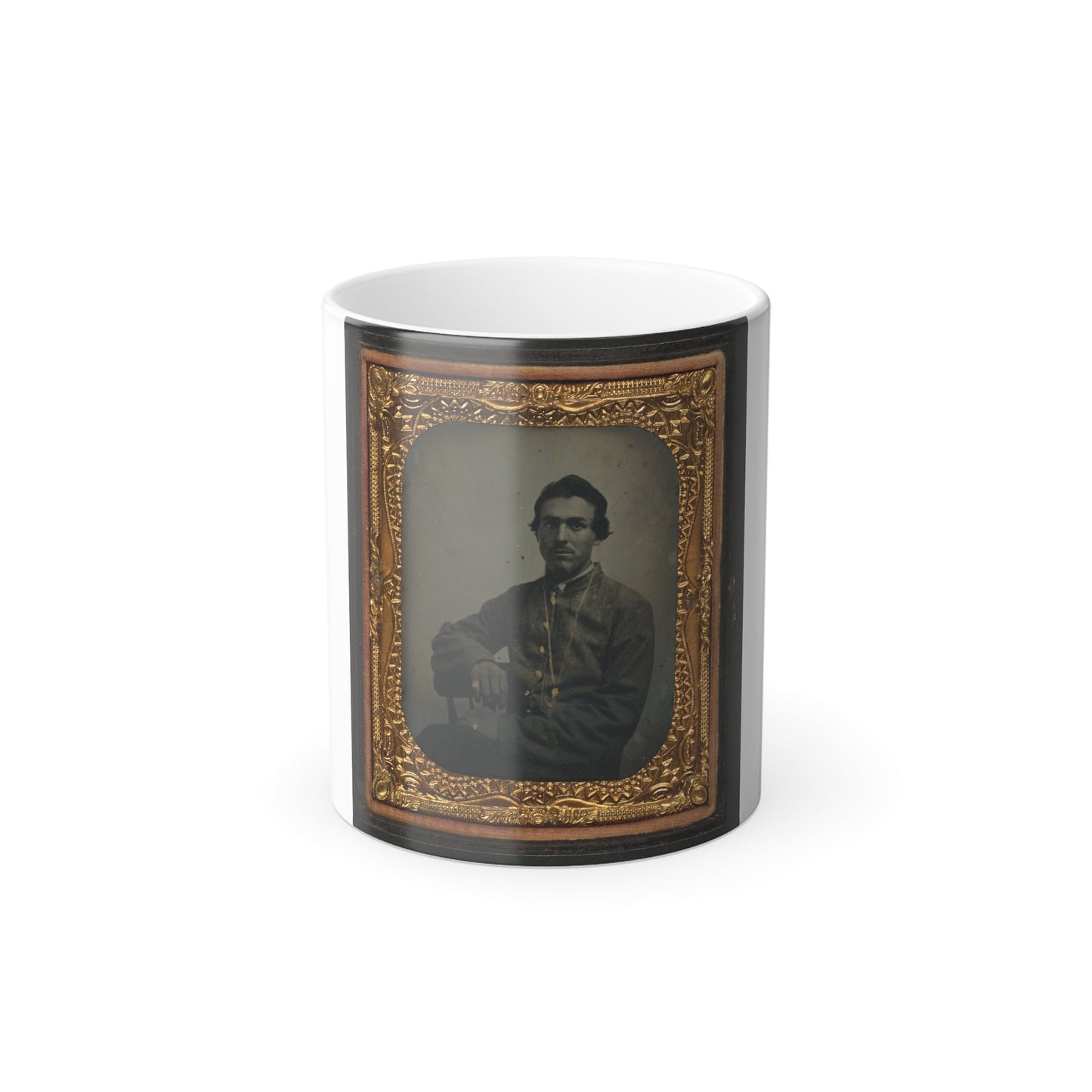 Unidentified Soldier in Confederate Uniform Wearing Chain (U.S. Civil War) Color Morphing Mug 11oz-11oz-The Sticker Space