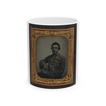 Unidentified Soldier In Confederate Uniform Wearing Chain (U.S. Civil War) White Coffee Mug-11oz-The Sticker Space