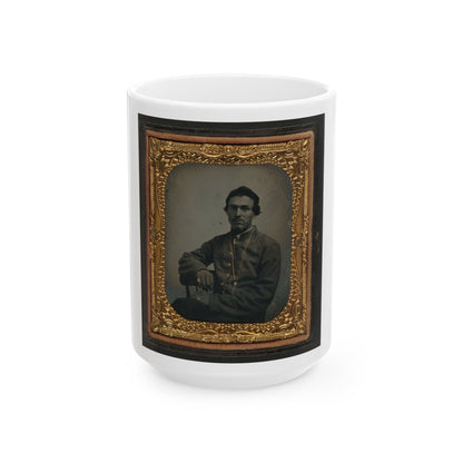 Unidentified Soldier In Confederate Uniform Wearing Chain (U.S. Civil War) White Coffee Mug-15oz-The Sticker Space