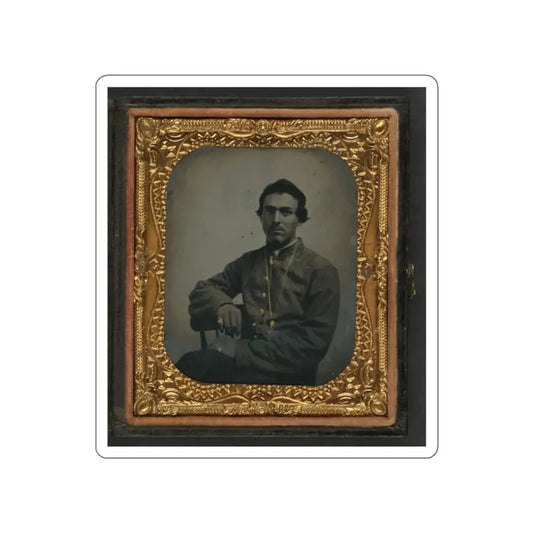 Unidentified Soldier In Confederate Uniform Wearing Chain (U.S. Civil War) STICKER Vinyl Die-Cut Decal White Die-Cut 2 Inch - The Sticker Space