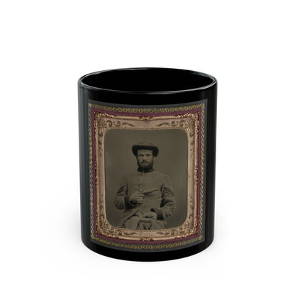 Unidentified Soldier In Confederate Uniform With 11 Derringer Single Shot Pistol (U.S. Civil War) Black Coffee Mug-11oz-The Sticker Space