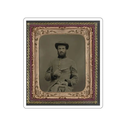Unidentified Soldier In Confederate Uniform With 11  Derringer Single Shot Pistol (U.S. Civil War) STICKER Vinyl Die-Cut Decal - The Sticker Space