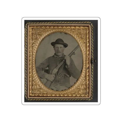 Unidentified Soldier In Confederate Uniform With Berdan's Sharps Rifle And Colt 1862 Police Model Pistol (U.S. Civil War) STICKER Vinyl Die-Cut Decal - The Sticker Space