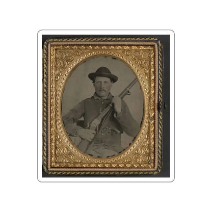 Unidentified Soldier In Confederate Uniform With Berdan's Sharps Rifle And Colt 1862 Police Model Pistol (U.S. Civil War) STICKER Vinyl Die-Cut Decal White Die-Cut 4 Inch - The Sticker Space