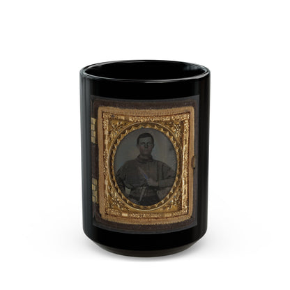 Unidentified Soldier In Confederate Uniform With Bowie Knife (2) (U.S. Civil War) Black Coffee Mug-15oz-The Sticker Space