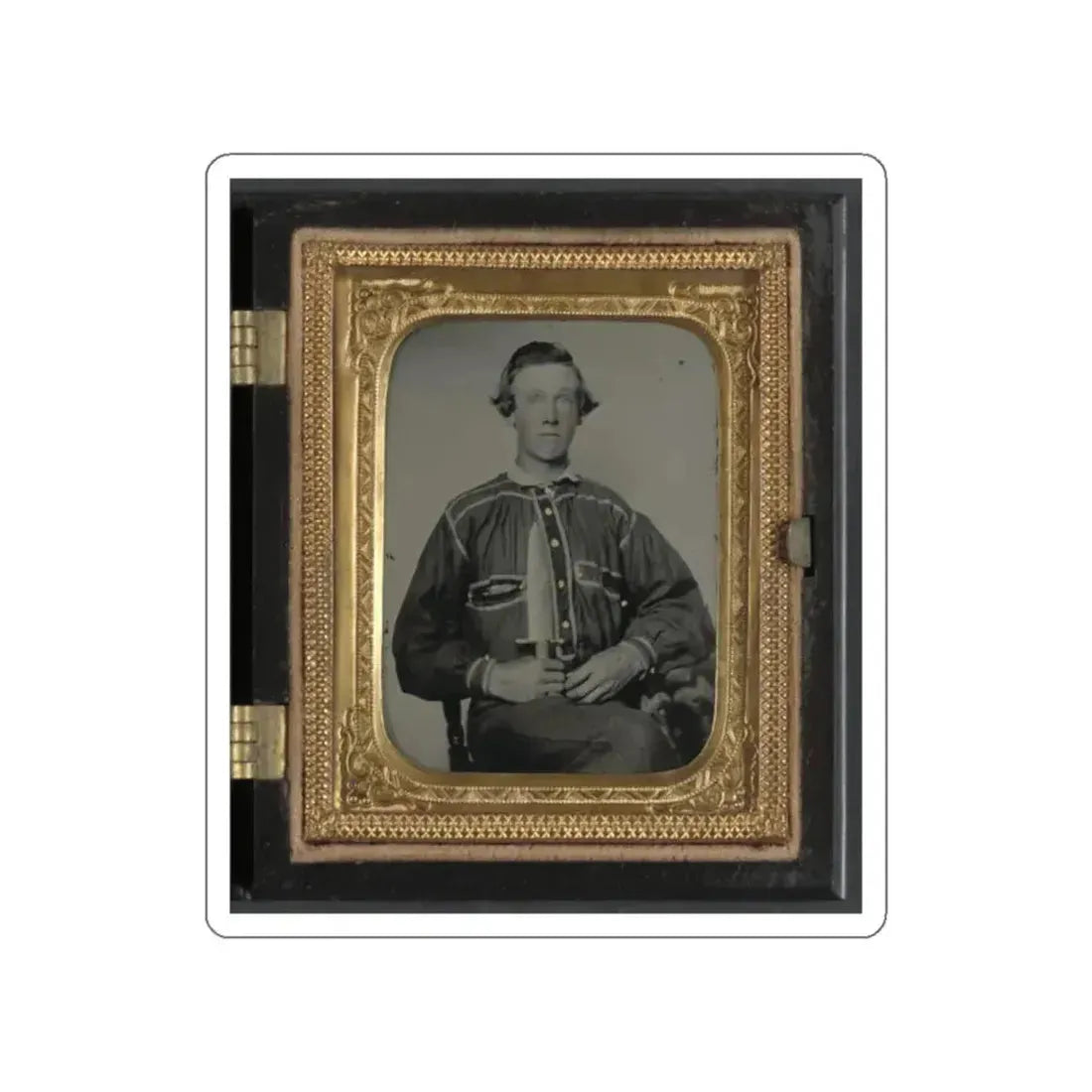 Unidentified Soldier In Confederate Uniform With Bowie Knife(2) (U.S. Civil War) STICKER Vinyl Die-Cut Decal White Die-Cut 2 Inch - The Sticker Space