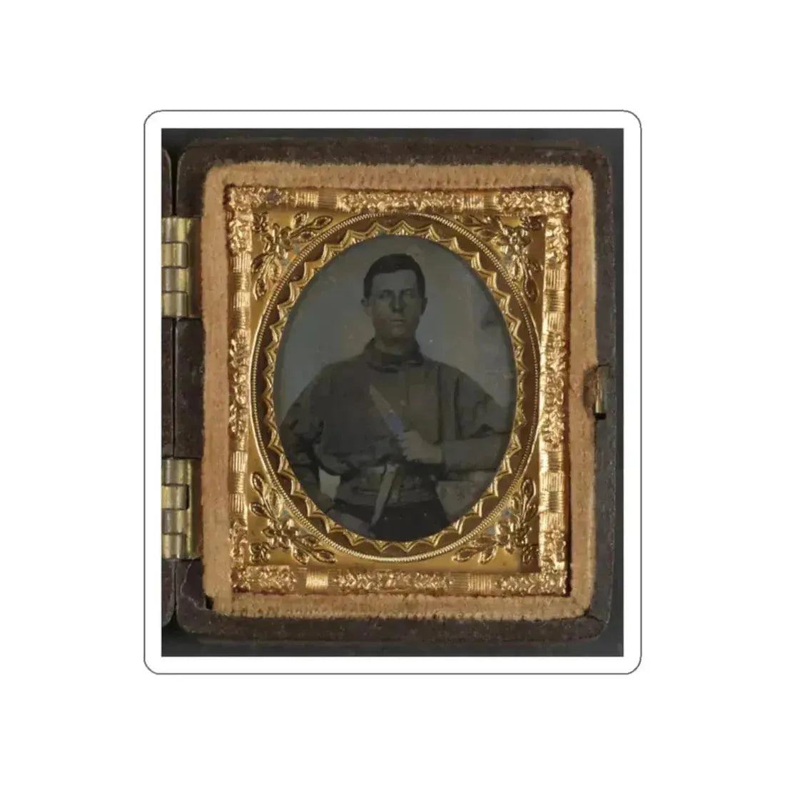 Unidentified Soldier In Confederate Uniform With Bowie Knife (2) (U.S. Civil War) STICKER Vinyl Die-Cut Decal White Die-Cut 2 Inch - The Sticker Space