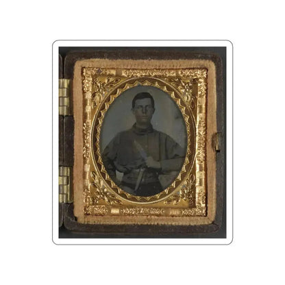 Unidentified Soldier In Confederate Uniform With Bowie Knife (2) (U.S. Civil War) STICKER Vinyl Die-Cut Decal White Die-Cut 5 Inch - The Sticker Space