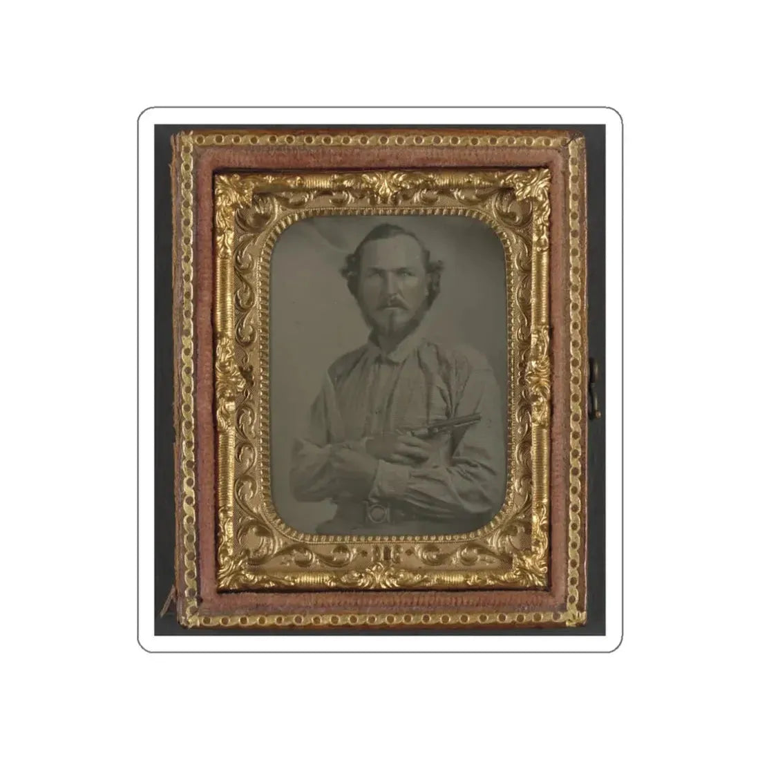 Unidentified Soldier In Confederate Uniform With Bowie Knife And Revolver (U.S. Civil War) STICKER Vinyl Die-Cut Decal White Die-Cut 3 Inch - The Sticker Space