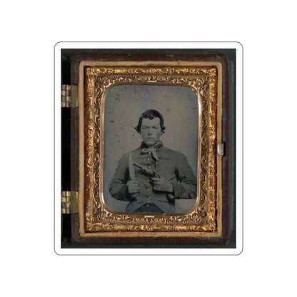 Unidentified Soldier In Confederate Uniform With Bowie Knife And Single Shot Pistol (U.S. Civil War) STICKER Vinyl Die-Cut Decal - The Sticker Space