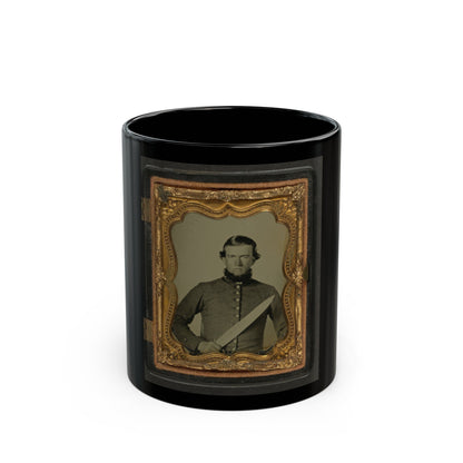 Unidentified Soldier In Confederate Uniform With Bowie Knife (U.S. Civil War) Black Coffee Mug-11oz-The Sticker Space