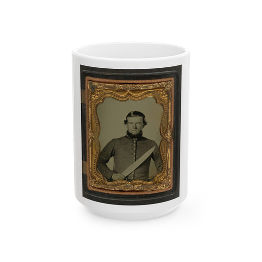 Unidentified Soldier In Confederate Uniform With Bowie Knife (U.S. Civil War) White Coffee Mug-15oz-The Sticker Space