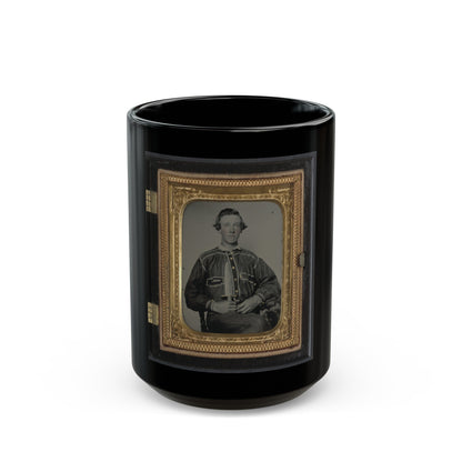 Unidentified Soldier In Confederate Uniform With Bowie Knife(2) (U.S. Civil War) Black Coffee Mug-15oz-The Sticker Space