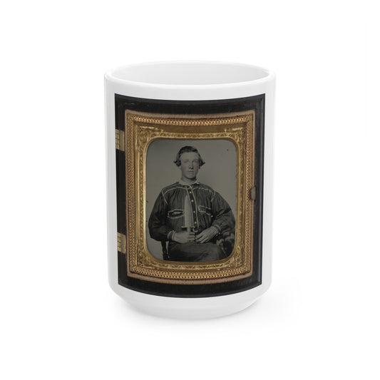 Unidentified Soldier In Confederate Uniform With Bowie Knife(2) (U.S. Civil War) White Coffee Mug-15oz-The Sticker Space