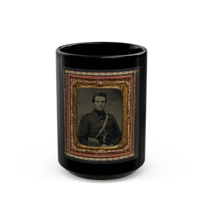 Unidentified Soldier In Confederate Uniform With Canteen And Knife (U.S. Civil War) Black Coffee Mug-15oz-The Sticker Space