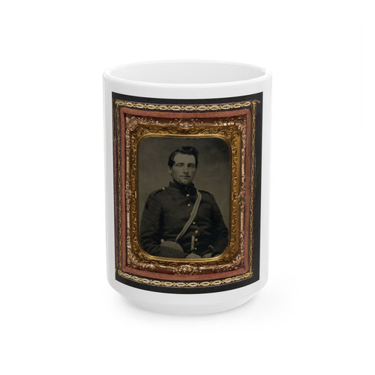 Unidentified Soldier In Confederate Uniform With Canteen And Knife (U.S. Civil War) White Coffee Mug-15oz-The Sticker Space