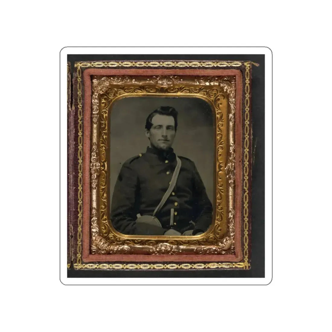 Unidentified Soldier In Confederate Uniform With Canteen And Knife (U.S. Civil War) STICKER Vinyl Die-Cut Decal White Die-Cut 3 Inch - The Sticker Space