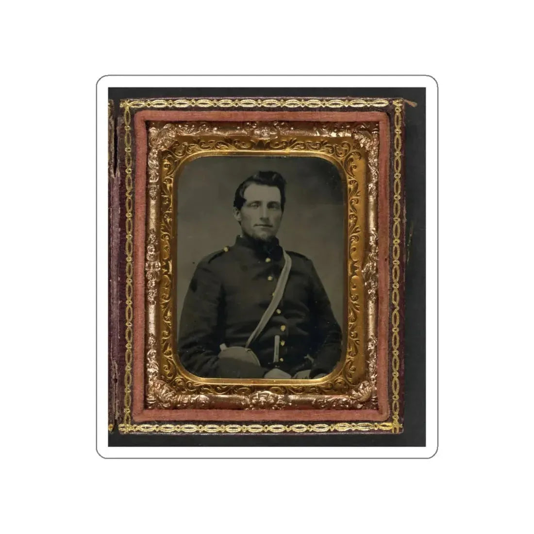 Unidentified Soldier In Confederate Uniform With Canteen And Knife (U.S. Civil War) STICKER Vinyl Die-Cut Decal White Die-Cut 5 Inch - The Sticker Space